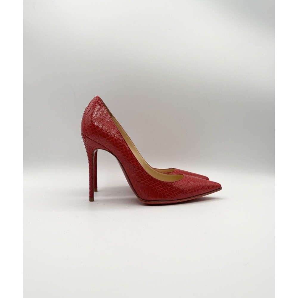 Christian Louboutin Red Python Snakeskin Leather Decollete Heels Size EU 37